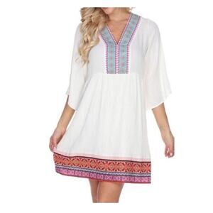 New White Mark Gauzy Dress Boho Flowy Colorful Embroidery Mini Size M NWT